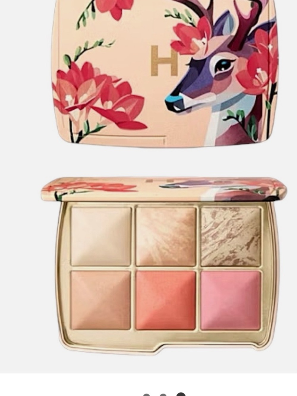 Hourglass Deer Compact Palette — Peach, Coral & Pink Accents